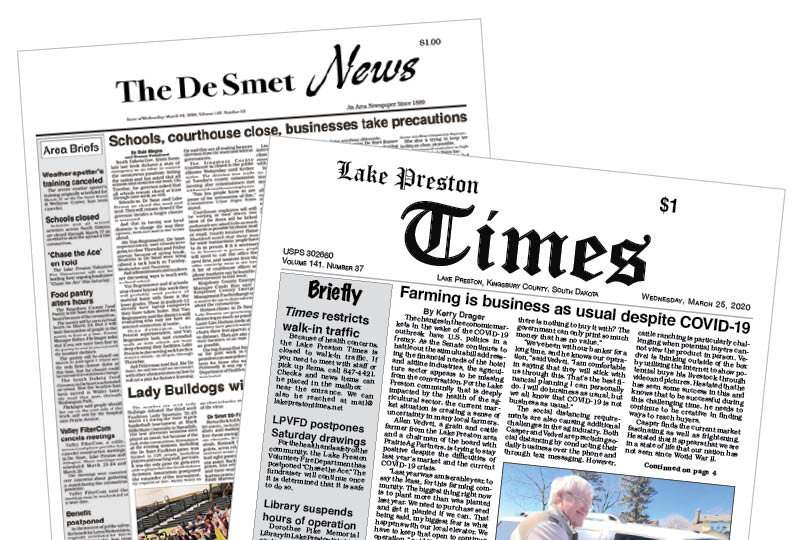 DeSmet News and Lake Preston Times before the redesign and merger.